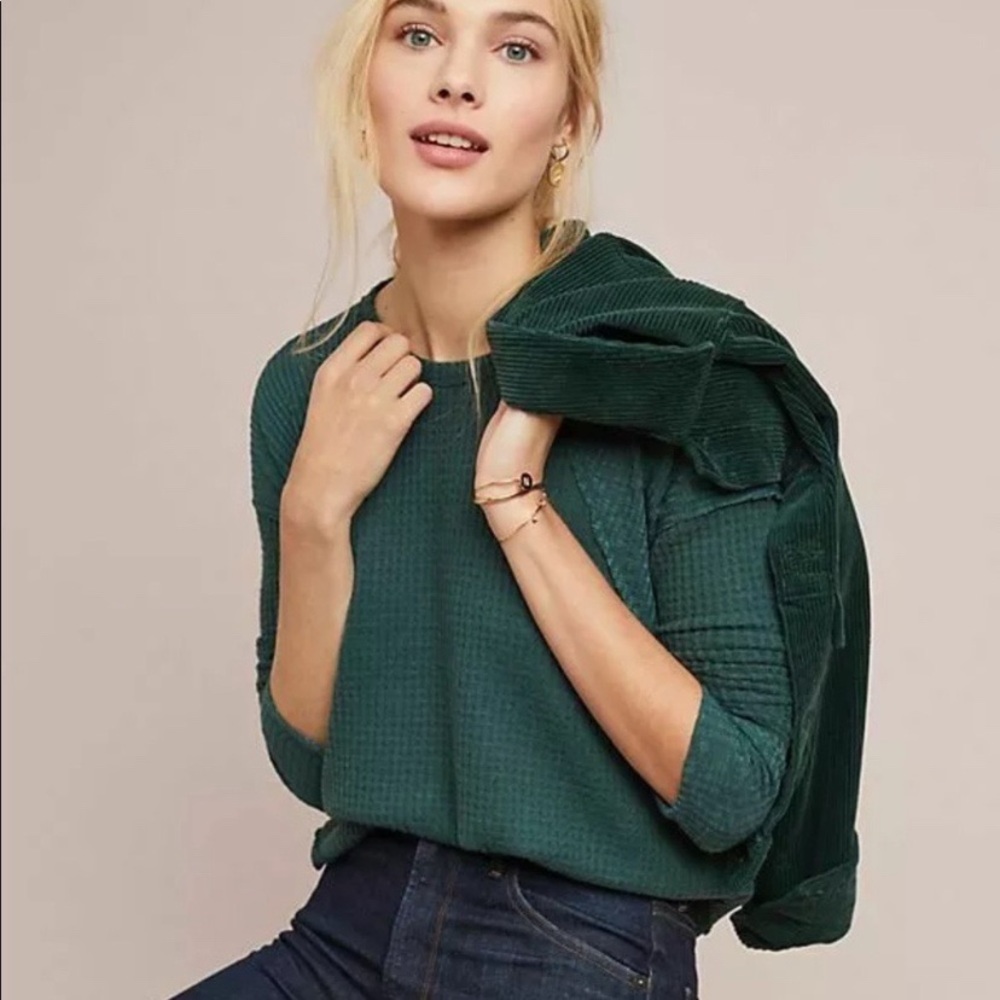 Anthro Eri Ali Waffle Knit Top